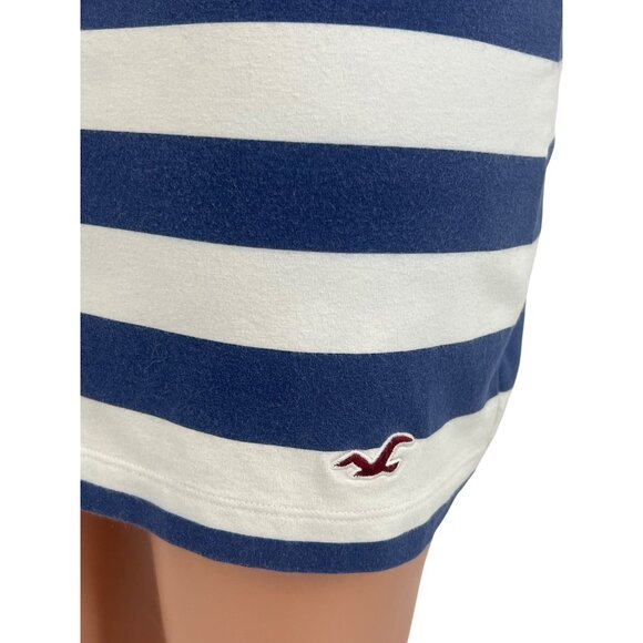 Vintage Y2K Hollister Jersey Stretch Blue & White Striped Bodycon Mini Skirt - Picture 3 of 16